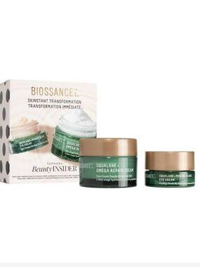 Biossance Squalane Marine Algae Eye Cream 3ml & Omega Repair Cream 15ml Duo NIB